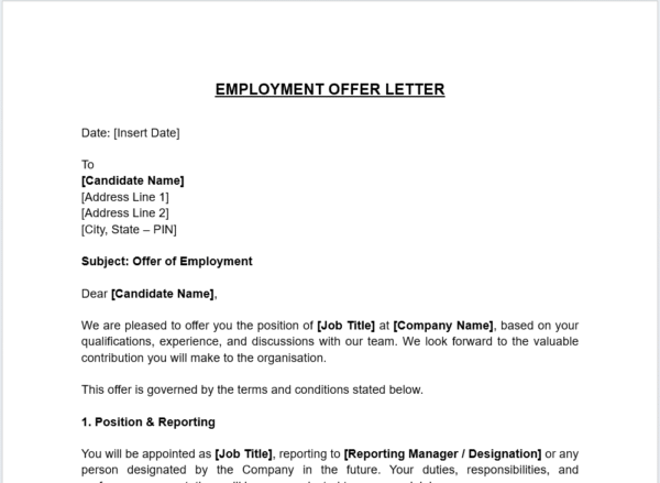 Employment Offer Letter Template (Editable Word Format) | IPROFAZ ...