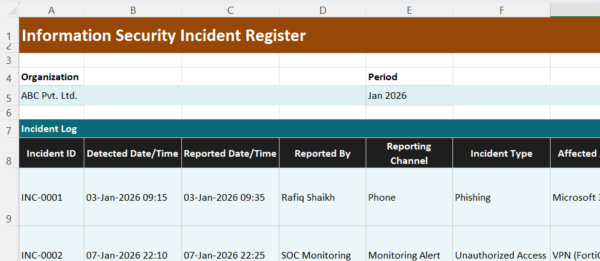 Information Security Incident Register Excel Template for ISMS ...