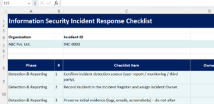 Information Security Incident Response Checklist Template (Excel ...