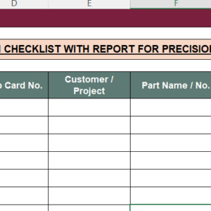 Preview of Precision Machining Quality Control Inspection Checklist with Report Excel Template for dimensional inspection and machining quality reporting