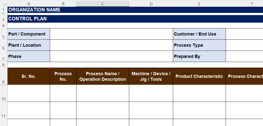 Control Plan Excel Template with Sample and Editable | IPROFAZ ...