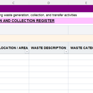 Preview of Daily Waste Generation and Collection Register Excel Template for daily waste tracking