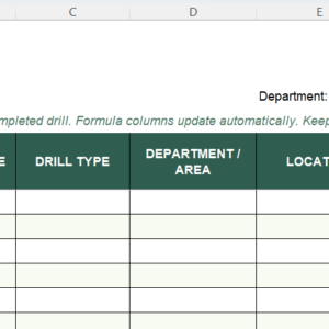 Preview of Mock Drill Register Excel Template for emergency preparedness and drill documentation