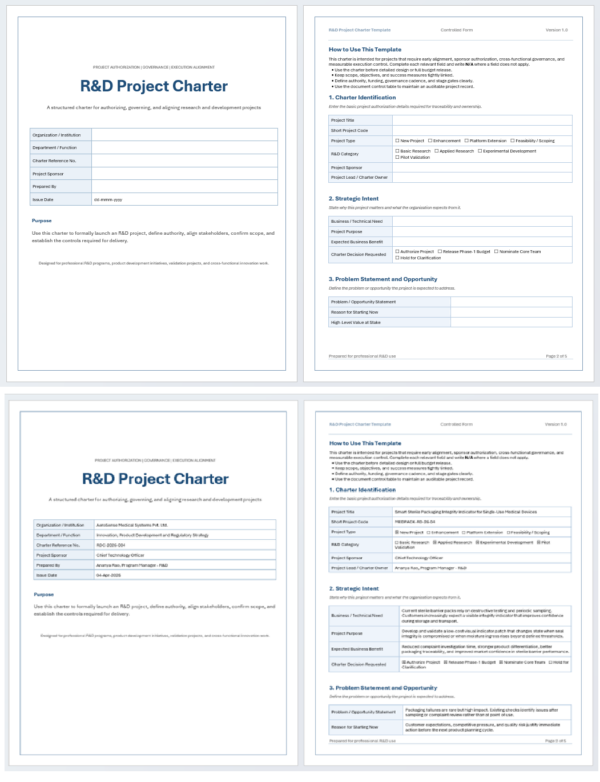R&D Project Charter Template in Word | IPROFAZ DOCUMENTATION AND ...