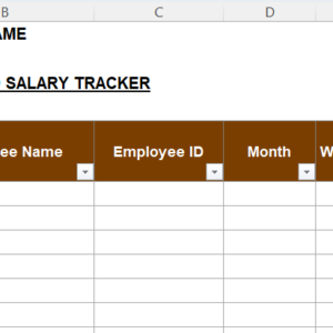 Attendance Salary Tracker Excel Template showing employee attendance, leave, deduction, overtime, net salary, payment date, and salary status.